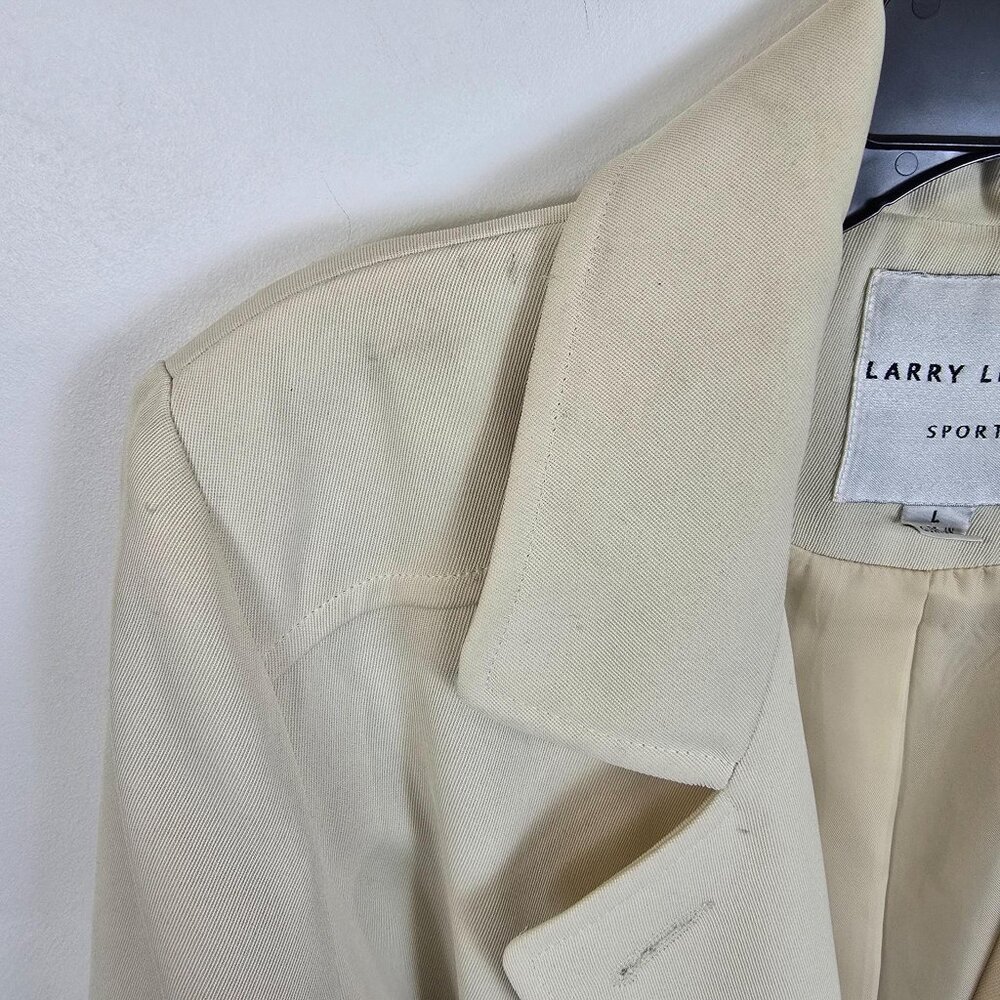 Larry Levine Cream Belted Longline Blazer Jacket Large - Picture 7 of 12
